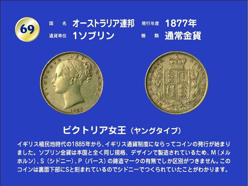 尼信会館 オーストラリア連邦・1877年発行・１ソブリン通常金貨・ビクトリア女王(ヤングタイプ） | MU