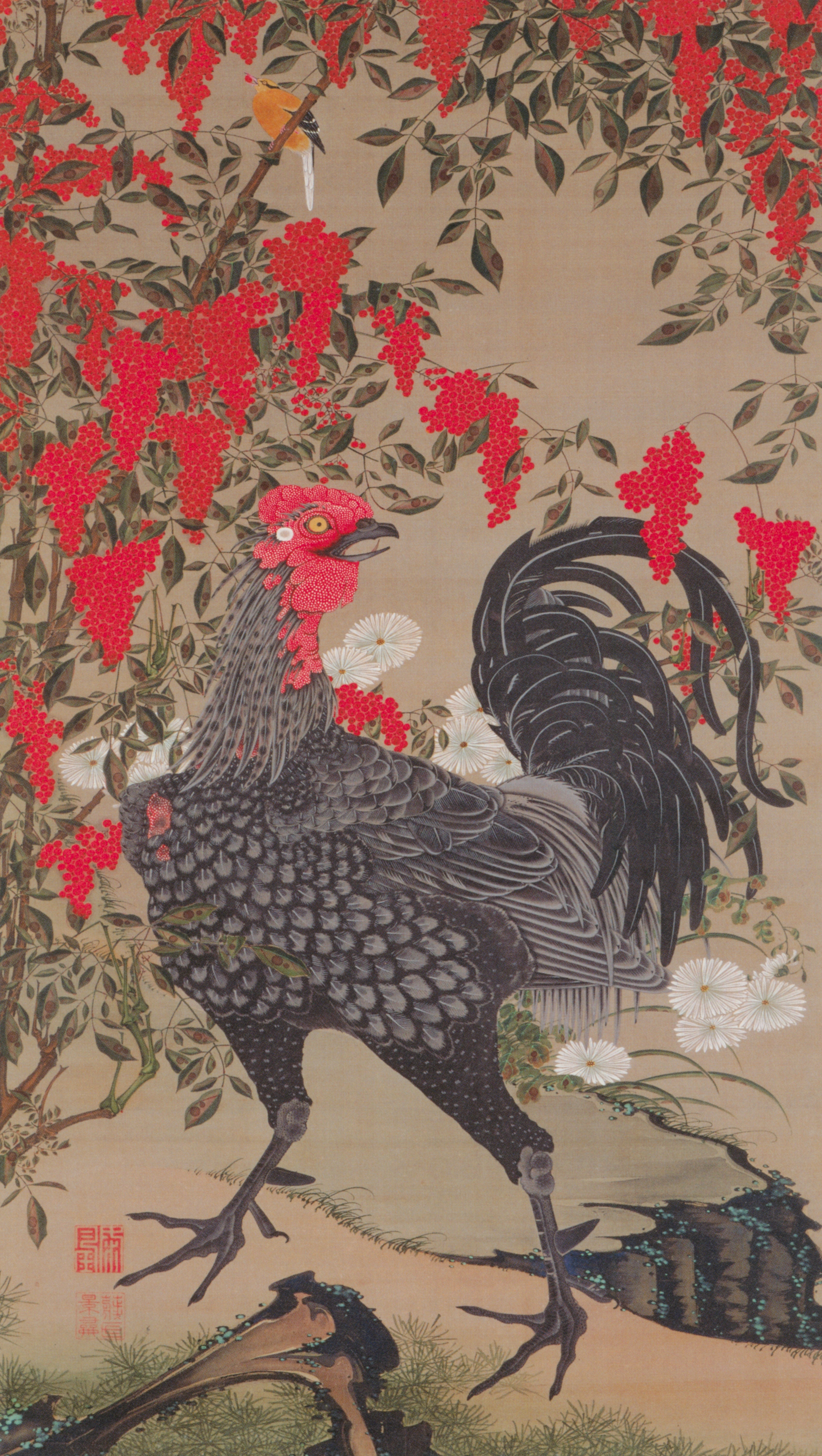 能登印刷ミュージアム 動植綵絵「南天雄鶏図」 | MU